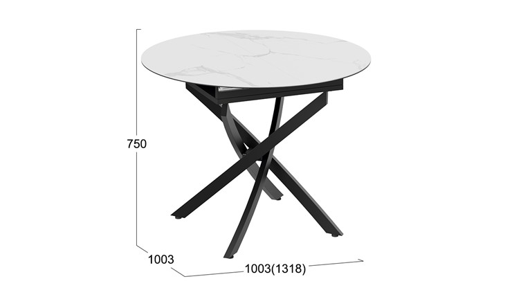 Кухонный стол раздвижной Бергамо Тип 1 (Черный муар/Стекло матовое белый мрамор) в Салехарде - изображение 13