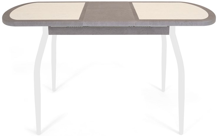 Кухонный раздвижной стол Будапешт-мини ПЛ (ноги белые, плитка бежевая/серый камень) в Лабытнанги - изображение 3