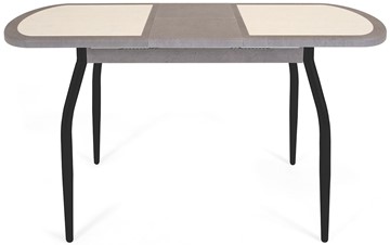 Кухонный стол раскладной Будапешт-мини ПЛ (ноги черные, плитка бежевая/серый камень) в Салехарде - предосмотр 3