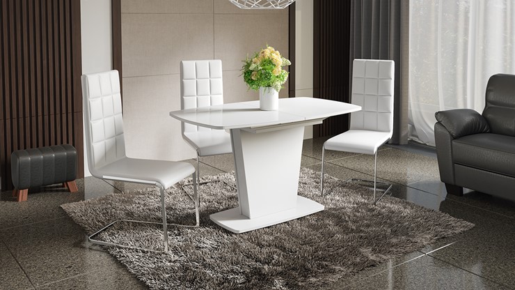 Обеденный раздвижной стол Честер тип 2, цвет Белый/Стекло белый глянец в Муравленко - изображение 2