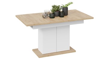 Кухонный раздвижной стол Детройт тип 1 (Белый/Дуб Крафт золотой) в Лабытнанги