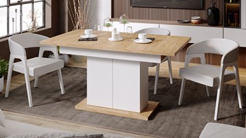 Кухонный раздвижной стол Детройт тип 1 (Белый/Дуб Крафт золотой) в Салехарде - предосмотр 6