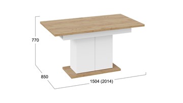 Кухонный раздвижной стол Детройт тип 1 (Белый/Дуб Крафт золотой) в Надыме - предосмотр 7