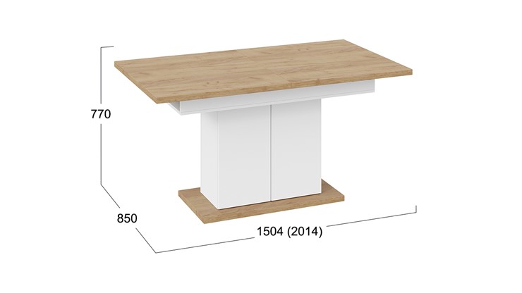 Кухонный раздвижной стол Детройт тип 1 (Белый/Дуб Крафт золотой) в Ноябрьске - изображение 7