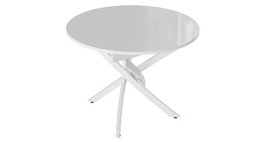 Обеденный раздвижной стол Diamond тип 3 (Белый муар/Белый глянец) в Губкинском