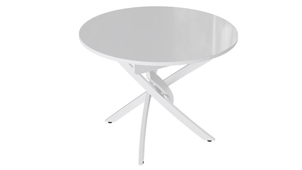 Обеденный раздвижной стол Diamond тип 3 (Белый муар/Белый глянец) в Салехарде - изображение