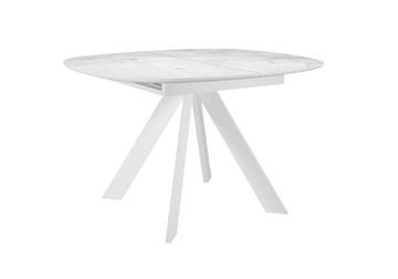 Кухонный стол раздвижной DikLine BK100 Керамика Белый мрамор/подстолье белое/опоры белые в Надыме