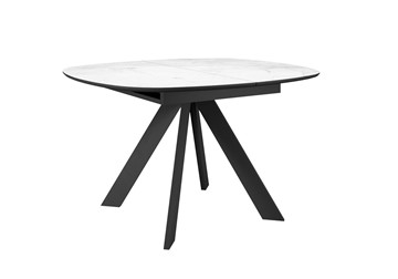 Кухонный стол раскладной DikLine BK100 Керамика Белый мрамор/подстолье черное/опоры черные в Надыме