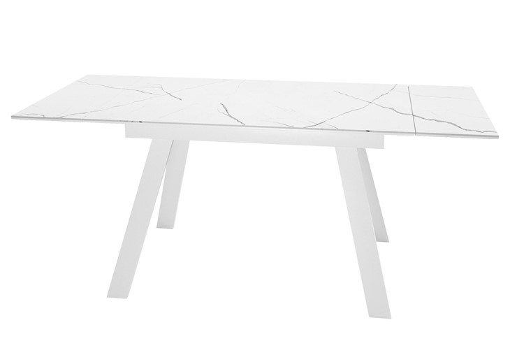 Стол раздвижной DikLine DKL140 Керамика Белый мрамор/опоры белые (2 уп.) в Лабытнанги - изображение 1