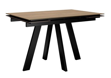 Кухонный стол раздвижной DikLine DM120 Дуб галифакс / опоры черные в Надыме