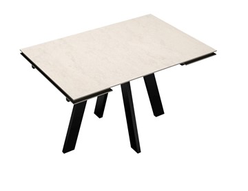 Кухонный раздвижной стол DikLine DM120 Хромикс белый / опоры черные в Салехарде - предосмотр 3