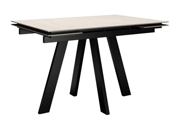 Кухонный раздвижной стол DikLine DM120 Хромикс белый / опоры черные в Лабытнанги