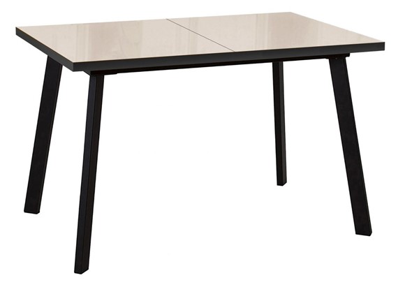 Кухонный раздвижной стол Dikline HBS120 Стекло крем/ножки черные в Салехарде - изображение