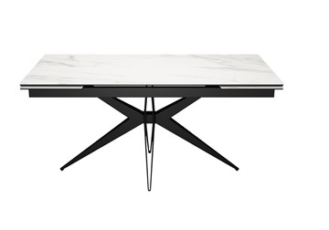Обеденный раздвижной стол DikLine KW160 мрамор С41 (керамика белая)/опоры черные в Лабытнанги