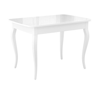 Кухонный раздвижной стол Dikline M110 Белый/стекло белое глянец/ножки MC белые в Новом Уренгое