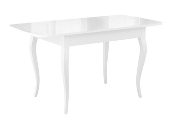 Кухонный раздвижной стол Dikline M110 Белый/стекло белое глянец/ножки MC белые в Салехарде - предосмотр 1
