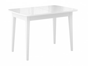 Кухонный раскладной стол Dikline M110 Белый/стекло белое глянец/ножки MM белые в Ноябрьске