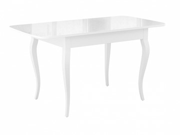 Кухонный стол раскладной Dikline M120 Белый/стекло белое глянец/ножки MC белые в Салехарде - предосмотр 1