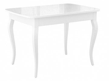 Кухонный стол раскладной Dikline M120 Белый/стекло белое глянец/ножки MC белые в Губкинском