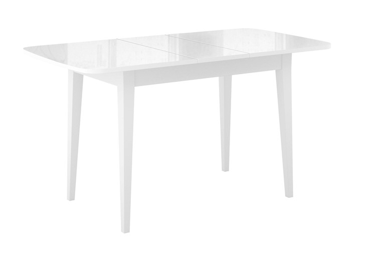Кухонный раскладной стол Dikline M120 Белый/стекло белое глянец/ножки MM белые в Салехарде - изображение 1