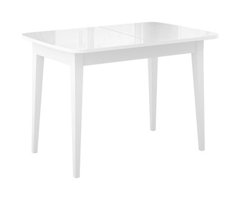 Кухонный раскладной стол Dikline M120 Белый/стекло белое глянец/ножки MM белые в Ноябрьске
