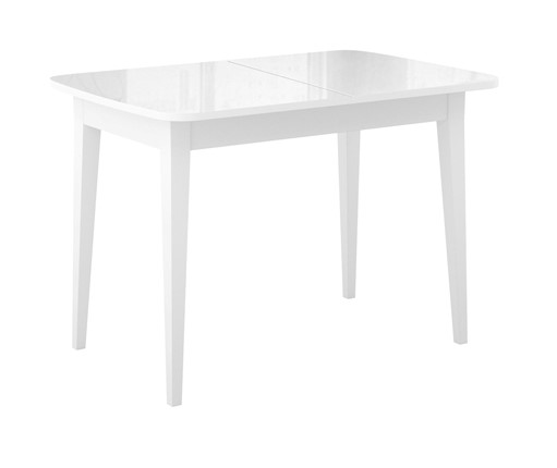 Кухонный раскладной стол Dikline M120 Белый/стекло белое глянец/ножки MM белые в Надыме - изображение