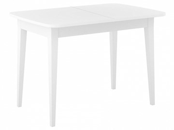 Кухонный раздвижной стол Dikline M120 Белый/стекло белое сатин/ножки MM белые в Надыме