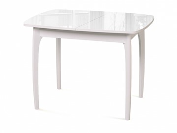 Кухонный стол раскладной Dikline M40 стекло белое/ножки белые в Надыме