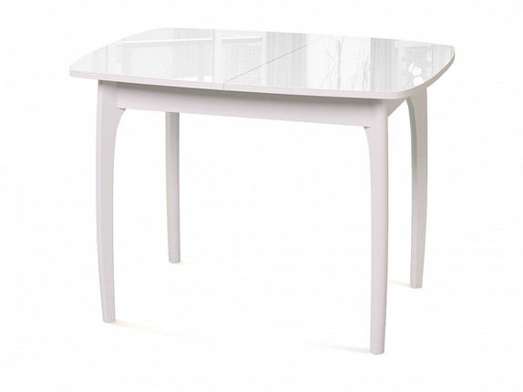 Кухонный стол раскладной Dikline M40 стекло белое/ножки белые в Салехарде - изображение