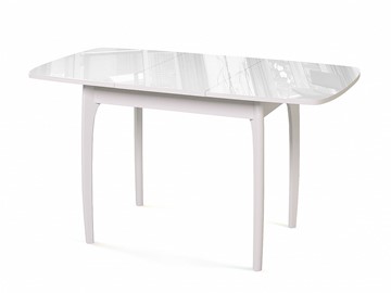 Кухонный стол раскладной Dikline M40 стекло белое/ножки белые в Салехарде - предосмотр 1
