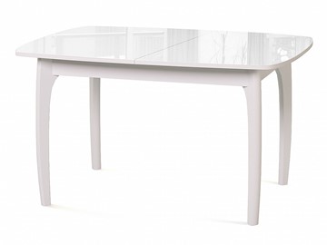 Кухонный раздвижной стол Dikline M20 стекло белое/ножки белые в Губкинском