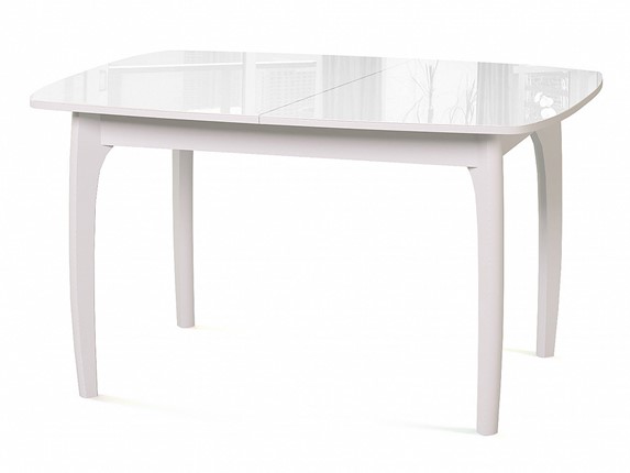 Кухонный раздвижной стол Dikline M20 стекло белое/ножки белые в Салехарде - изображение