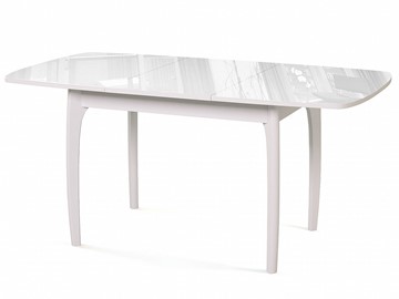 Кухонный раздвижной стол Dikline M20 стекло белое/ножки белые в Салехарде - предосмотр 1