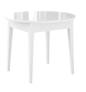 Кухонный раскладной стол Dikline MR100 Белый/стекло белое глянец/ножки MM белые в Надыме