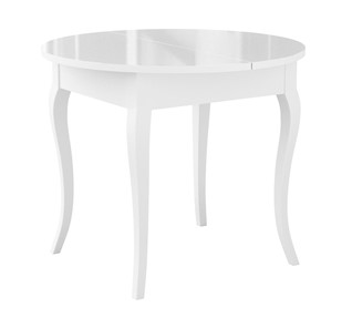 Кухонный раскладной стол Dikline MR100 Белый/стекло белое глянец/ножки MC белые в Надыме