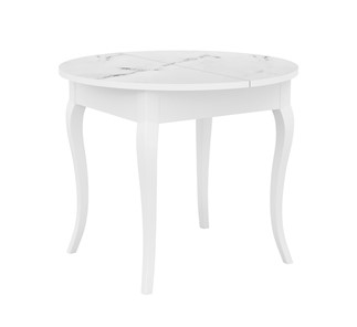 Раздвижной стол Dikline MR100 Белый/стекло белое мрамор сатин/ножки MC белые в Лабытнанги