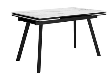 Стол кухонный раскладной DikLine SKA125 Керамика Белый мрамор/подстолье черное/опоры черные (2 уп.) в Лабытнанги