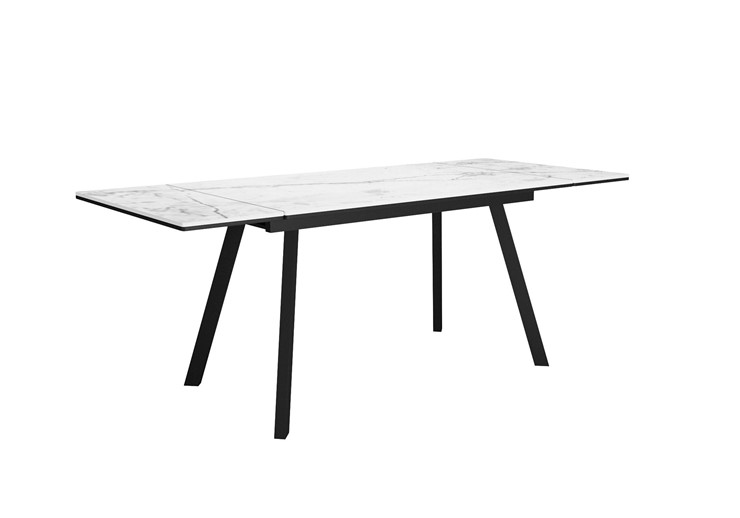 Кухонный раздвижной стол DikLine SKA125 Керамика Белый мрамор/подстолье черное/опоры черные (2 уп.) в Салехарде - изображение 5