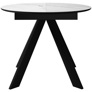 Кухонный стол раздвижной DikLine SKC100 D1000 Керамика Белый мрамор / опоры черные в Тарко-Сале