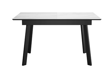 Обеденный раздвижной стол DikLine SKH125 Керамика Белый мрамор/подстолье черное/опоры черные (2 уп.) в Тарко-Сале