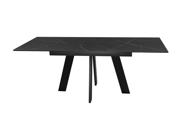 Кухонный стол раскладной DikLine SKM140 Керамика Черный мрамор/подстолье черное/опоры черные (2 уп.) в Губкинском - изображение 3