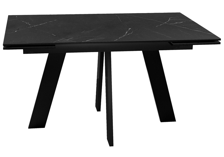 Кухонный стол раскладной DikLine SKM140 Керамика Черный мрамор/подстолье черное/опоры черные (2 уп.) в Губкинском - изображение 2