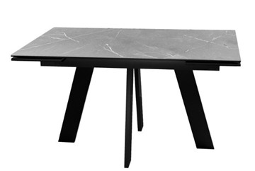 Стол раздвижной DikLine SKM140 Керамика серый мрамор/подстолье черное/опоры черные (2 уп.) в Лабытнанги - предосмотр 1