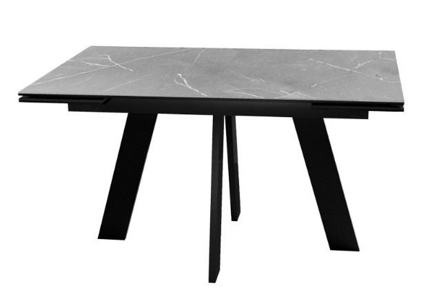 Стол раздвижной DikLine SKM140 Керамика серый мрамор/подстолье черное/опоры черные (2 уп.) в Салехарде - изображение 1