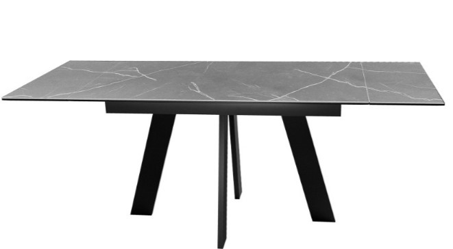 Стол раздвижной DikLine SKM140 Керамика серый мрамор/подстолье черное/опоры черные (2 уп.) в Салехарде - изображение 2