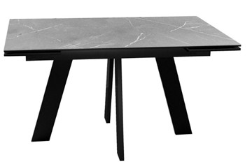 Стол раздвижной DikLine SKM140 Керамика серый мрамор/подстолье черное/опоры черные (2 уп.) в Тарко-Сале