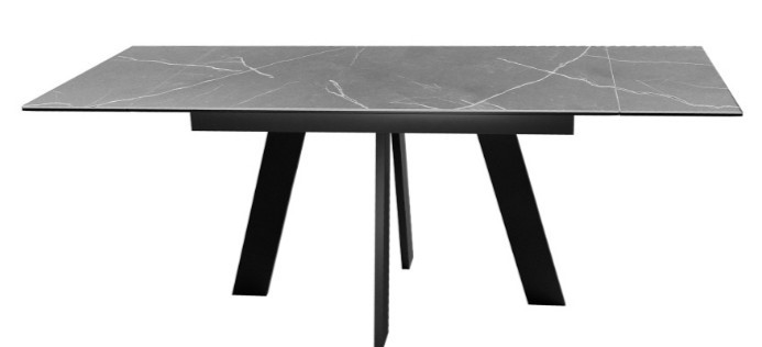 Стол раздвижной DikLine SKM140 Керамика серый мрамор/подстолье черное/опоры черные (2 уп.) в Губкинском - изображение 4