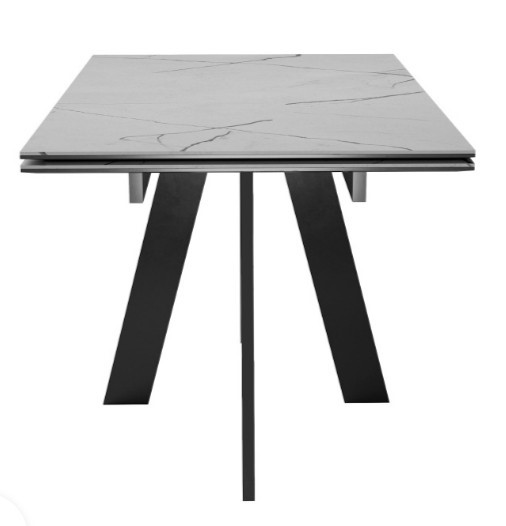 Стол раздвижной DikLine SKM140 Керамика серый мрамор/подстолье черное/опоры черные (2 уп.) в Салехарде - изображение 5