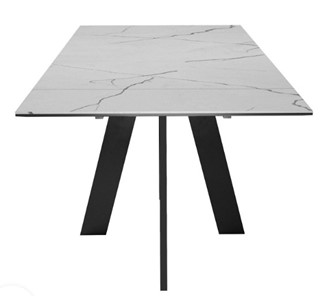 Стол раздвижной DikLine SKM140 Керамика серый мрамор/подстолье черное/опоры черные (2 уп.) в Лабытнанги - предосмотр 6