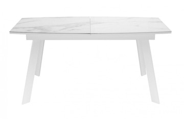 Кухонный стол раздвижной Dikline XLS160 мрамор белый глянец/ножки белые в Салехарде - предосмотр 1